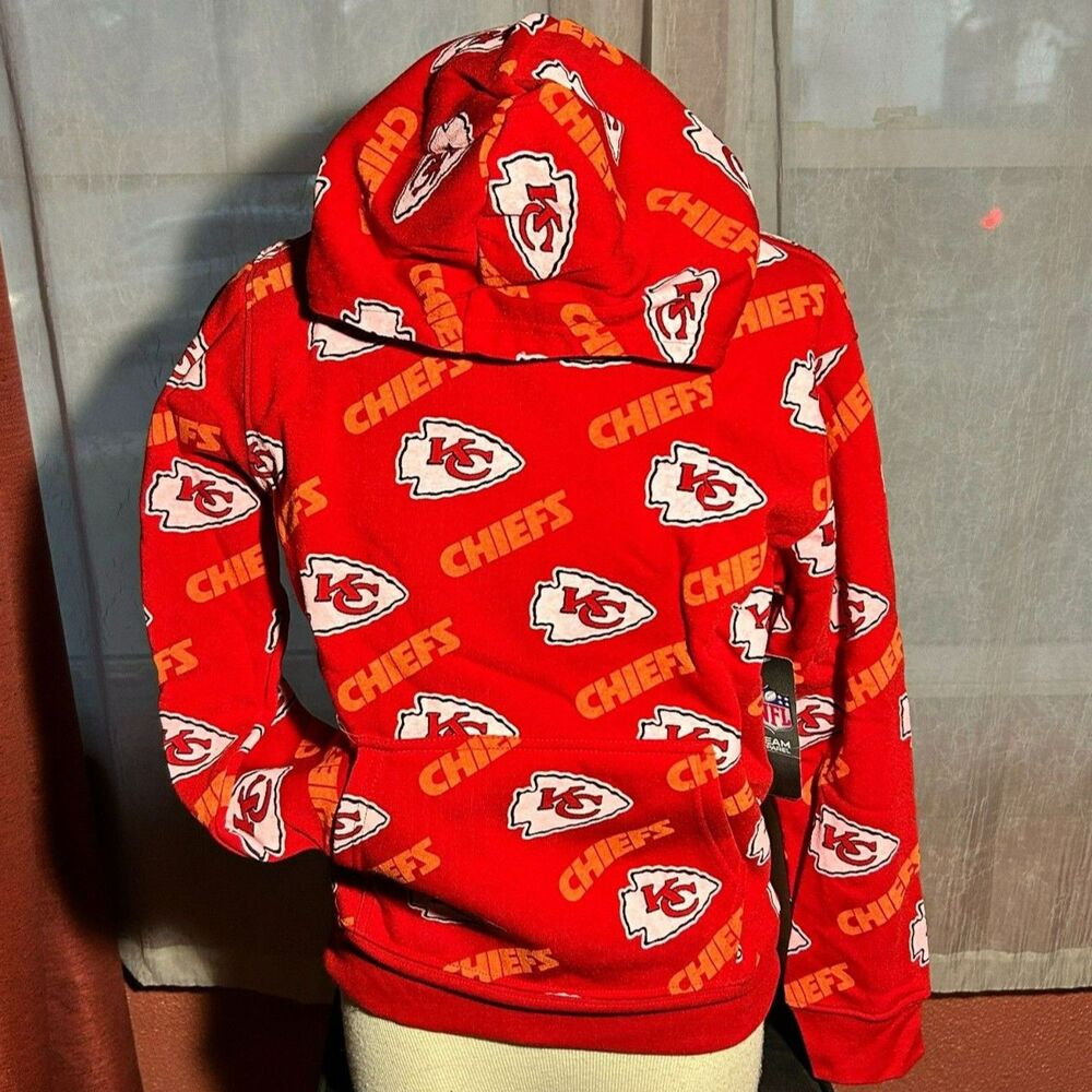 Boy Youth Sweatshirt Large 14/16 NFL Kansas City Chiefs Football Red Logo (I1)